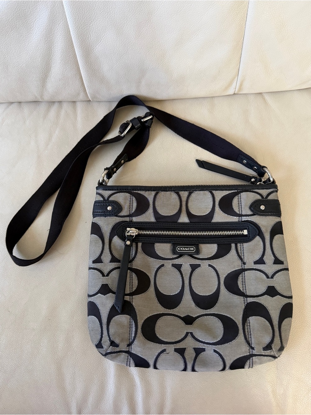 COACH Gray and Black Signature Crossbody Bag